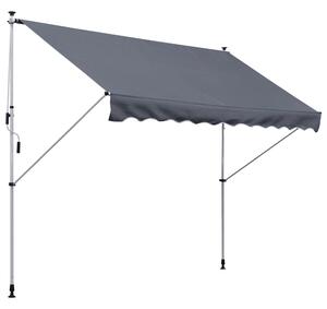 Tenda da Sole a Muro 300x150 cm in Metallo e Poliestere Grigio