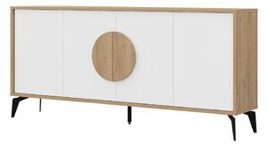 Cassettiera bassa in rovere decorata in bianco e naturale 180x82 cm Vae - Marckeric