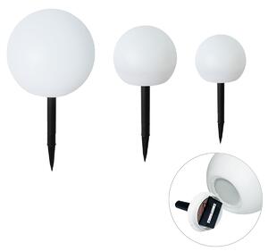 Set di 3 lampade da terra per esterni bianche con LED solari IP44 - Ludger