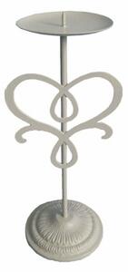 Porta Candela Chantal Bianco Antico 10x36 h cm in Acciaio Bianco