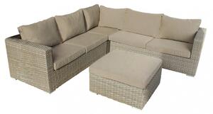 Set Salotto da Giardino Divano 2 Poltrone e Tavolino con Cuscini in Wicker Marrone