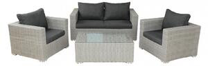 Set Salotto da Giardino Divano 2 Poltrone e Tavolino con Cuscini in Wicker Grigio