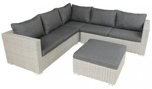 Set Salotto da Giardino Divano 2 Poltrone e Tavolino con Cuscini in Wicker Grigio