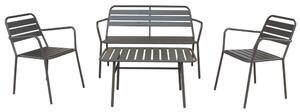 Set Salotto da Giardino Divano 2 Poltrone e Tavolino in Acciaio Taupe