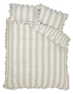 Set copripiumino e federa beige per letto singolo 135x200 cm Seersucker Frill Stripe – Catherine Lansfield