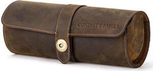 CONTACTS Custodia in pelle per orologi, valigetta da viaggio, rotolo portaorologi, custodia protettiva per 3 orologi, marrone