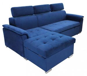 Divano Letto Derrick 234x148x84 cm in Tessuto Blu