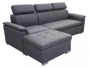 Divano Letto Derrick 234x148x84 cm in Tessuto Grigio scuro