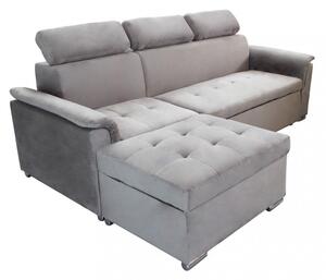 Divano Letto Derrick 234x148x84 cm in Tessuto Tortora