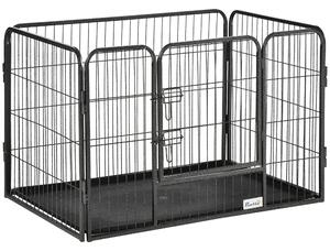Gabbia per Cani 125x78x80 cm in Acciaio e ABS Grigio