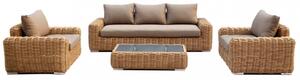 Set Salotto da Giardino Divano 2 Poltrone e Tavolino con Cuscini in Alluminio Marrone