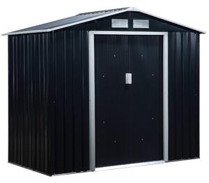 Casetta Box da Giardino 213x130x185 cm in Acciaio e PP Grigio Scuro