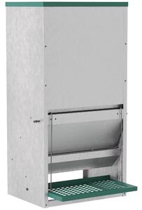 Mangiatoia per Galline 33,5x38,5x66 cm in Metallo Zincato e Alluminio Argento