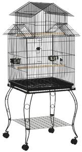 Voliera Gabbia per Uccelli 50x49x137 cm in Acciaio Nero
