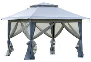 Gazebo da Giardino 3,64x3,64x2,94m in Acciaio e Tessuto Oxford Grigio