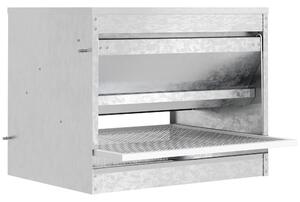 Mangiatoia per Galline 51x38x40,5 cm in Metallo Zincato e Acciaio Inossidabile Argento