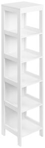 Mobile Scaffale Bagno 5 Ripiani 30x30x140 cm in MDF Bianco