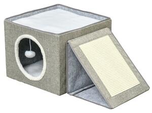 Cuccia per Gatti Pieghevole 73x42x34 cm in MDF e Sisal Grigio e Bianco