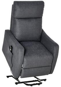 Poltrona Alzapersona Elettrica 1 Motore 68x87x104 cm in Tessuto Effetto Lino Nero