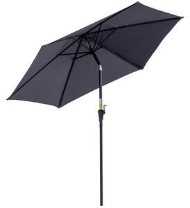 Ombrellone da Giardino Ø2,7x2,35 m Palo Ø38 mm in Alluminio e Tessuto in Poliestere Grigio