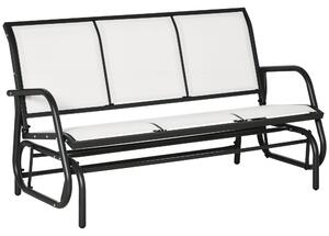 Panchina Dondolo da Giardino 151x75x85 cm in Metallo e Texteline Beige