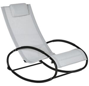 Sedia Sdraio Zero Gravity a Dondolo 105x62x88 cm in in Acciaio e Tessuto Grigio
