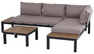 Set da Giardino Divano Angolare e Tavolino in Alluminio Grigio
