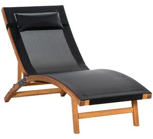 Lettino Prendisole da Giardino 180x56x72 cm in Legno e Texteline Nero