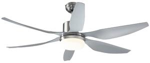 Ventilatore da Soffitto 6 Pale e Lampada LED Ø132x40 cm 6 Velocità Argento