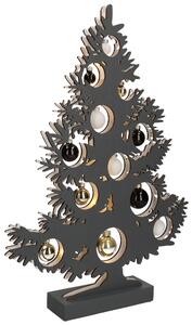 Albero di Natale in Legno 50 cm con Led e Palline Antracite