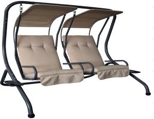 Dondolo 2 Posti da Giardino 135x170x170 cm in Metallo e Poliestere Tortora