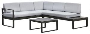 Divano Angolare da Giardino con tavolino in Alluminio Nero e Grigio