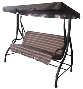 Dondolo Letto 3 Posti da Giardino 192x120x170 cm in Acciaio e Poliestere Marrone