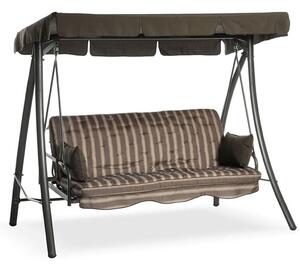 Dondolo Letto 3 Posti da Giardino 199x90x176 cm in Acciaio e Poliestere Marrone
