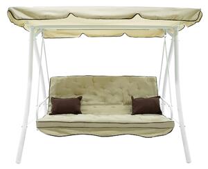 Dondolo Letto 3 Posti 202x115x170 cm in Acciaio e Poliestere Andromeda Ecrù