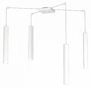 Square tube sospensione 4 luci bianco cavo cm.250 con base 1173-s4-bi