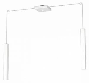 Square tube sospensione 2 luci bianco cavo cm.250 con base 1173-s2-bi