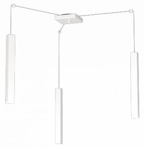 Square tube sospensione 3 luci bianco cavo cm.250 con base 1173-s3-bi