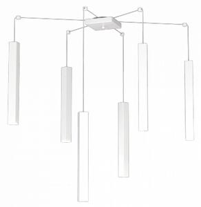 Square tube sospensione 6 luci bianco cavo cm.250 con base 1173-s6-bi