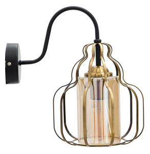 Lampada da Muro Iron Class 21x30x32 cm in Ferro e Vetro Oro e Nero