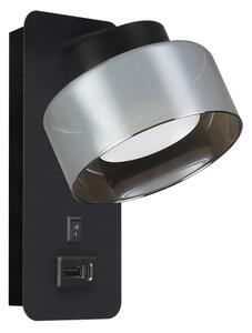 Brilagi - LED Lampada da parete con porta USB AURA LUX 1xGX53/30W/230V nero/fumé