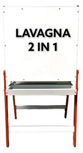 Lavagna 2 in 1 per Bambini 65x55x11 cm con Cavalletto in Legno Rosso