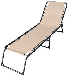Lettino Prendisole Pieghevole da Giardino 190x58x27 cm in Metallo e Textilene Beige
