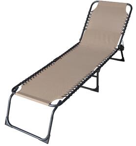 Lettino Prendisole Pieghevole da Giardino 190x58x27 cm in Metallo e Textilene Taupe