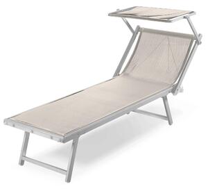 Lettino Prendisole da Giardino 193x60 cm in Alluminio e Textilene Beige