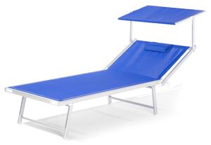 Lettino Prendisole da Giardino 213x85x40 cm in Alluminio e Textilene Blu