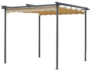 Pergola da Giardino 3x3m in Metallo e Poliestere Beige