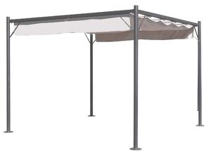 Pergola da Giardino 3x3m in Acciaio e Poliestere Grigio Chiaro