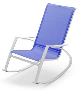Poltrona Dondolo da Giardino 99x60,5x97 cm in Acciaio e Textilene Blu