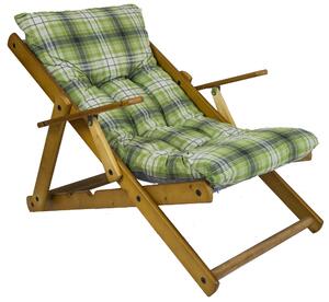 Poltrona Relax 3 Posizioni in Legno con Cuscino Imbottito Verde